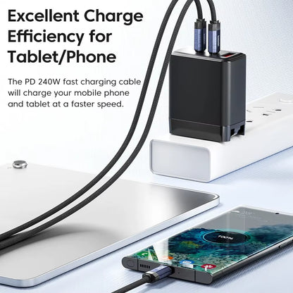 240W USB C to USB Type C Cable 48V 5A PD3.1 Super Fast Charging for Iphone 15 Promax Samsung S23 Macbook Hauwei Xiaomi