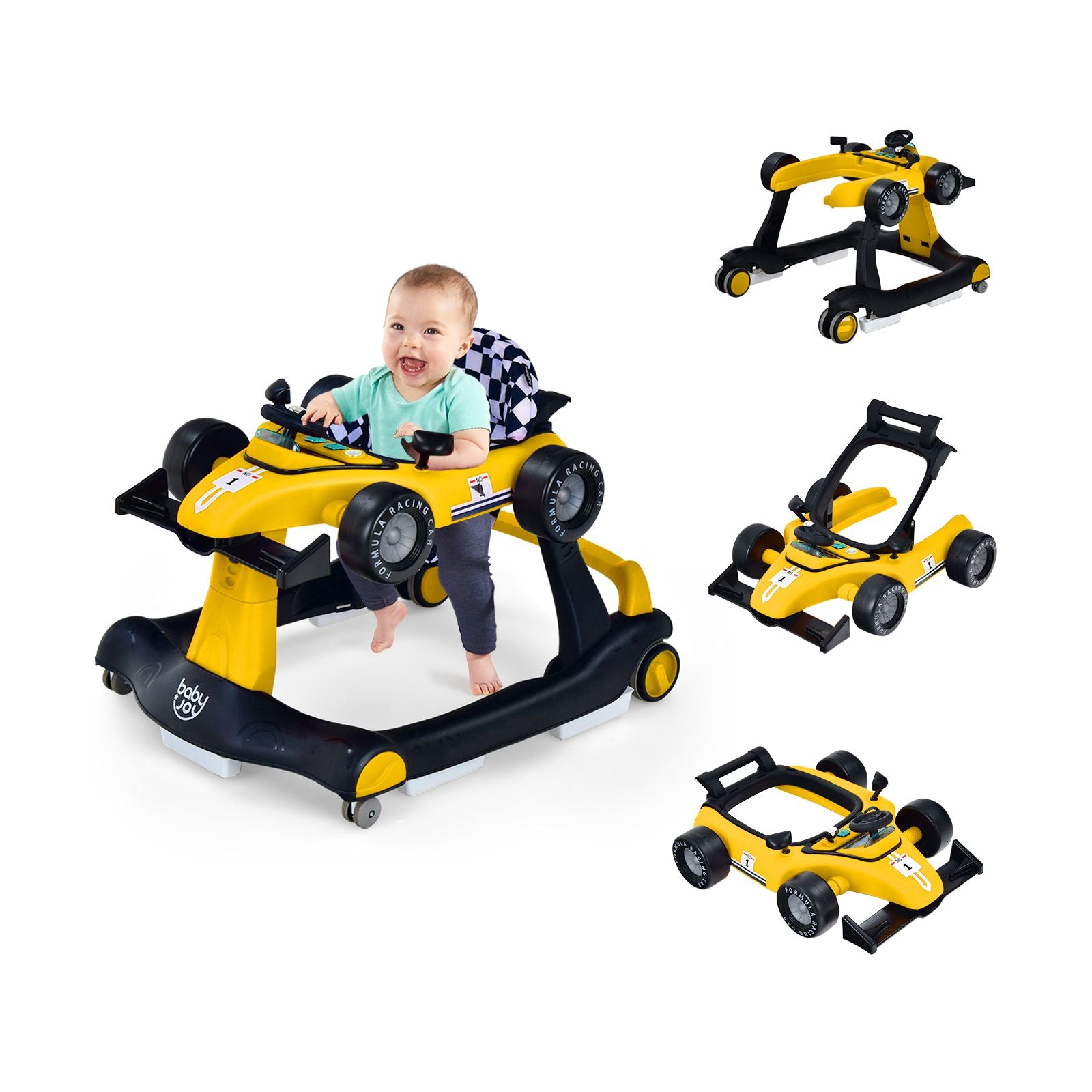 4-In-1 Baby Push Walker with Adjustable Height and Speed
