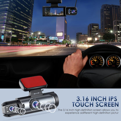 Dash Cam Front and inside Car Camera, 1080P Full HD Dash Camera for Cars, Dash Camera with 32GB Card Adjustable, Super Night Vision, 150° Wide Angle, Parking Monitor