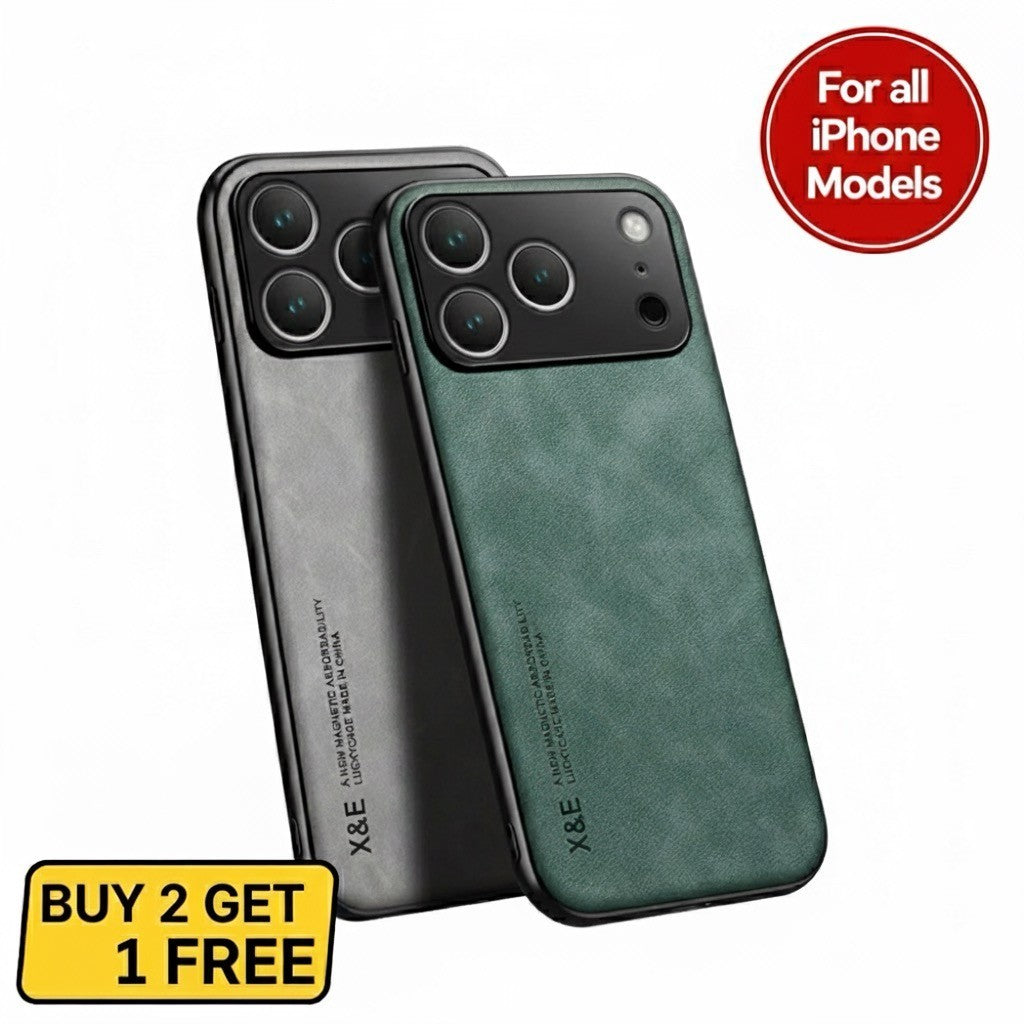 For Iphone 17 16 15 14 13 Pro Max Shockproof Magnetic Leather Black Case Cover