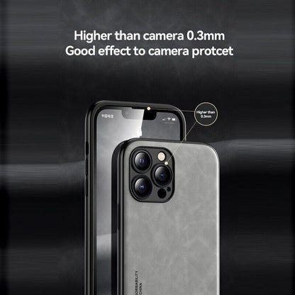 For Iphone 17 16 15 14 13 Pro Max Shockproof Magnetic Leather Black Case Cover