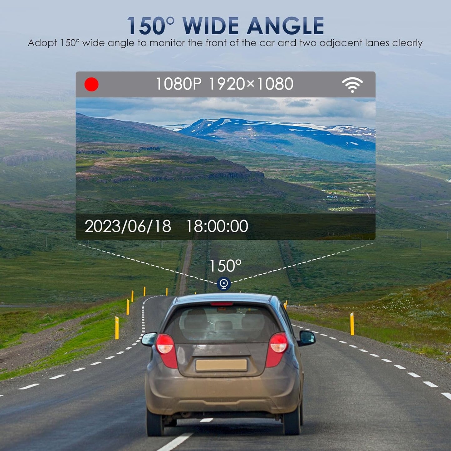 Dash Cam Front and inside Car Camera, 1080P Full HD Dash Camera for Cars, Dash Camera with 32GB Card Adjustable, Super Night Vision, 150° Wide Angle, Parking Monitor