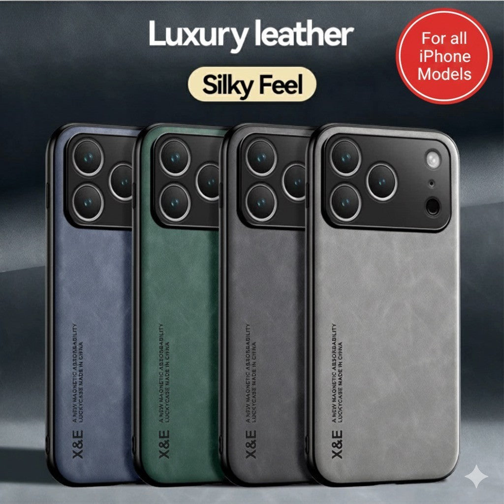 For Iphone 17 16 15 14 13 Pro Max Shockproof Magnetic Leather Black Case Cover