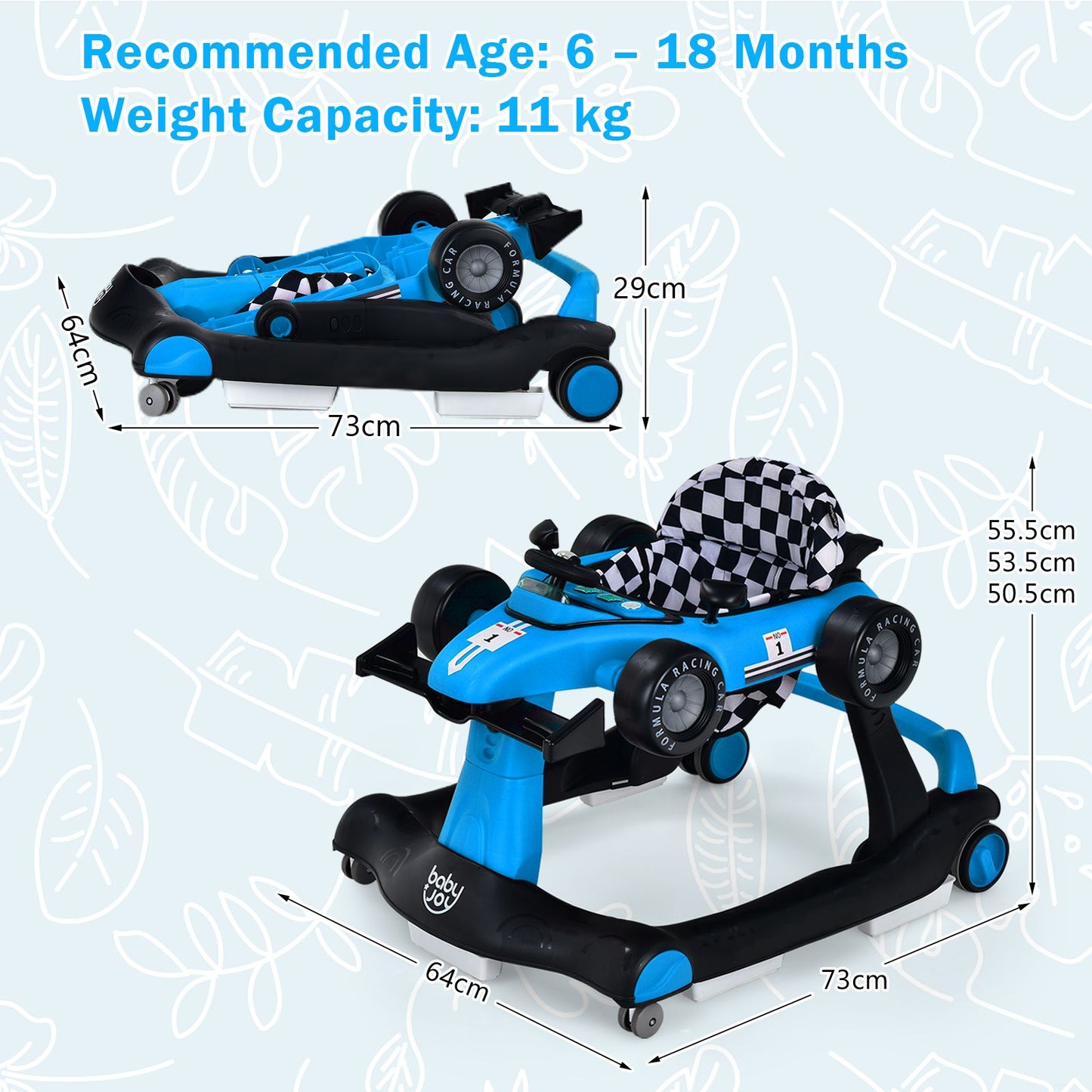 4-In-1 Baby Push Walker with Adjustable Height and Speed