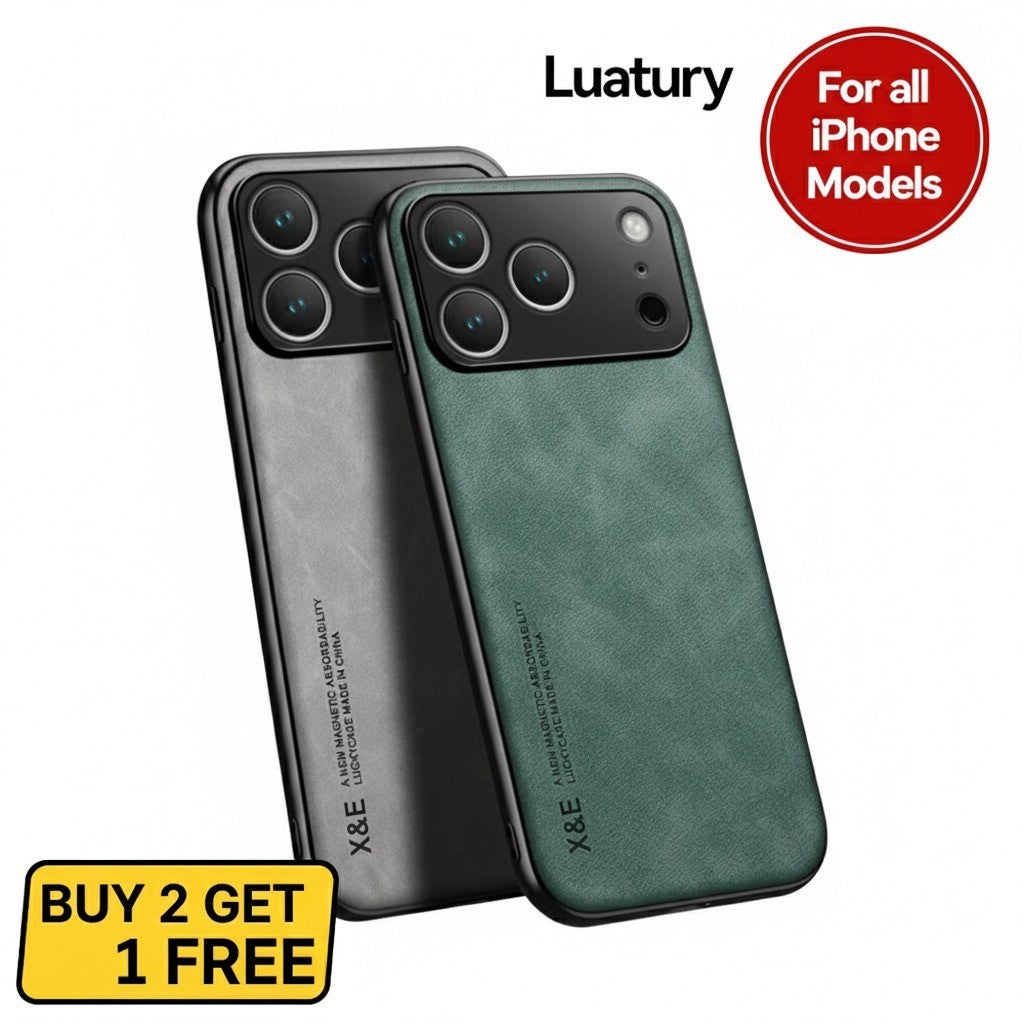 For Iphone 17 16 15 14 13 Pro Max Shockproof Magnetic Leather Black Case Cover