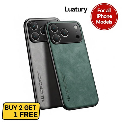 For Iphone 17 16 15 14 13 Pro Max Shockproof Magnetic Leather Black Case Cover